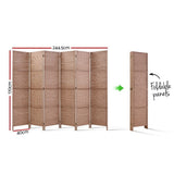 NNEDSZ 6 Panel Room Divider Screen Privacy Rattan Timber Foldable Dividers Stand Hand Woven