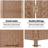 NNEDSZ 6 Panel Room Divider Screen Privacy Rattan Timber Foldable Dividers Stand Hand Woven