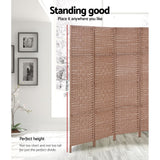NNEDSZ 6 Panel Room Divider Screen Privacy Rattan Timber Foldable Dividers Stand Hand Woven