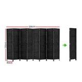 NNEDSZ Room Divider 8 Panel Dividers Privacy Screen Rattan Wooden Stand Black