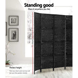 NNEDSZ Room Divider 8 Panel Dividers Privacy Screen Rattan Wooden Stand Black