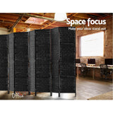 NNEDSZ Room Divider 8 Panel Dividers Privacy Screen Rattan Wooden Stand Black