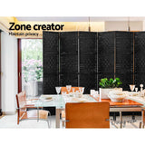 NNEDSZ Room Divider 8 Panel Dividers Privacy Screen Rattan Wooden Stand Black