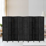 NNEDSZ Room Divider 8 Panel Dividers Privacy Screen Rattan Wooden Stand Black