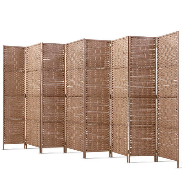 NNEDSZ 8 Panel Room Divider Screen Privacy Rattan Timber Foldable Dividers Stand Hand Woven