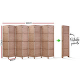 NNEDSZ 8 Panel Room Divider Screen Privacy Rattan Timber Foldable Dividers Stand Hand Woven