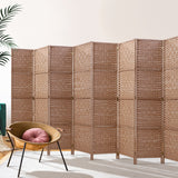 NNEDSZ 8 Panel Room Divider Screen Privacy Rattan Timber Foldable Dividers Stand Hand Woven