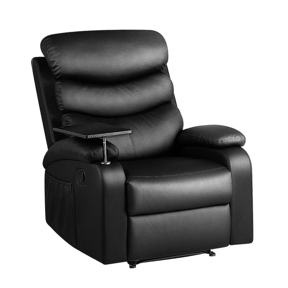 NNEDSZ Recliner Chair Armchair Lounge Sofa Chairs Couch Leather Black Tray Table