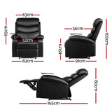 NNEDSZ Recliner Chair Armchair Lounge Sofa Chairs Couch Leather Black Tray Table
