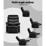 NNEDSZ Recliner Chair Armchair Lounge Sofa Chairs Couch Leather Black Tray Table