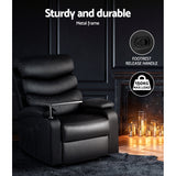 NNEDSZ Recliner Chair Armchair Lounge Sofa Chairs Couch Leather Black Tray Table