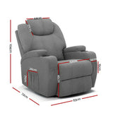 NNEDSZ Electric Massage Recliner Chair Armchair 8 Point Heated Swivel Fabric Grey
