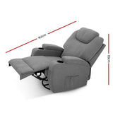 NNEDSZ Electric Massage Recliner Chair Armchair 8 Point Heated Swivel Fabric Grey