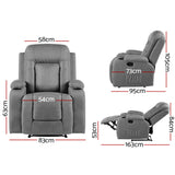 NNEDSZ Recliner Chair Electric Massage Chair Fabric Lounge Sofa Heated Grey