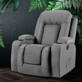 NNEDSZ Recliner Chair Electric Massage Chair Fabric Lounge Sofa Heated Grey