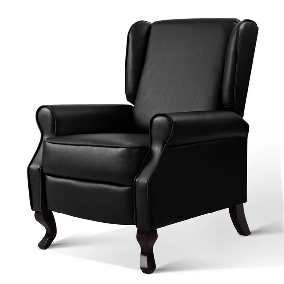 NNEDSZ Recliner Chair Luxury Lounge Armchair Single Sofa Couch PU Leather Black