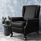 NNEDSZ Recliner Chair Luxury Lounge Armchair Single Sofa Couch PU Leather Black