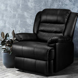 NNEDSZ Recliner Chair Armchair Luxury Single Lounge Sofa Couch Leather Black