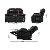 NNEDSZ Recliner Chair 2-Seater Premium Leather Double Lounge Sofa Couch Black
