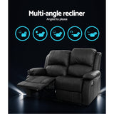 NNEDSZ Recliner Chair 2-Seater Premium Leather Double Lounge Sofa Couch Black