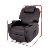 NNEDSZ Electric Recliner Lift Chair Massage Armchair Heating PU Leather Brown