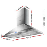 NNEDSZ 1500mm Commercial BBQ Rangehood - Silver