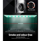 NNEDSZ Range Hood 900mm Rangehood 90cm Stainless Steel Glass Kitchen Canopy Black