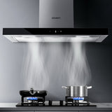 NNEDSZ Range Hood 900mm Rangehood 90cm Stainless Steel Glass Kitchen Canopy Black