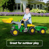 NNEDPE John Deere Rolly Kids RT023110 Ride on Tractor with Trailer & Loader