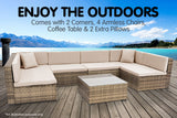 NNEDPE 7pc PE Rattan Outdoor Dining Furniture Garden Patio Set Grey
