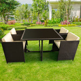 NNEDPE 5pc PE Rattan Cube Dining Garden Set Black