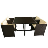 NNEDPE 5pc PE Rattan Cube Dining Garden Set Black