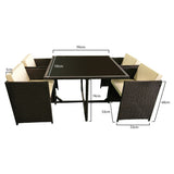NNEDPE 5pc PE Rattan Cube Dining Garden Set Black
