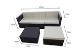 NNEDPE Rattan Outdoor 5pc Reversible Bistro Furniture Set - Black
