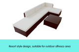NNEDPE Rattan Outdoor 6pc Corner Bistro Furniture Set - Brown