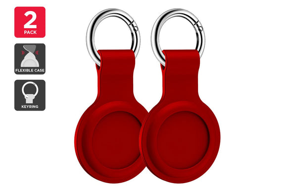 NNEKG Silicone Case Cover for Apple AirTag 2 Pack (Red)