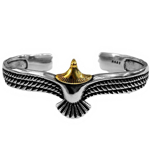 NNEOBA Viking Eagle Cuff Bracelet Valentines Day Gift for Boyfriend Adjustable Open Tribal Wildlife Jewelry Indian Eagle Wing Bracelet