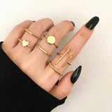 NNEOBA Bohemian Geometric Rings Set For Women Vintage Star Moon Flower Knuckle Finger Ring Women Girl Fashion Jewelry Gift