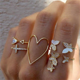 NNEOBA Bohemian Geometric Rings Set For Women Vintage Star Moon Flower Knuckle Finger Ring Women Girl Fashion Jewelry Gift