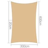 NNEDSZ 3 x 6m Rectangle Heavy Duty Shade Sail Cloth - Sand Beige