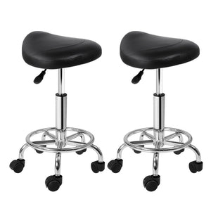 NNEDSZ 2X Saddle Salon Stool Swivel Barber Hair Dress Chair Hydraulic Lift Black