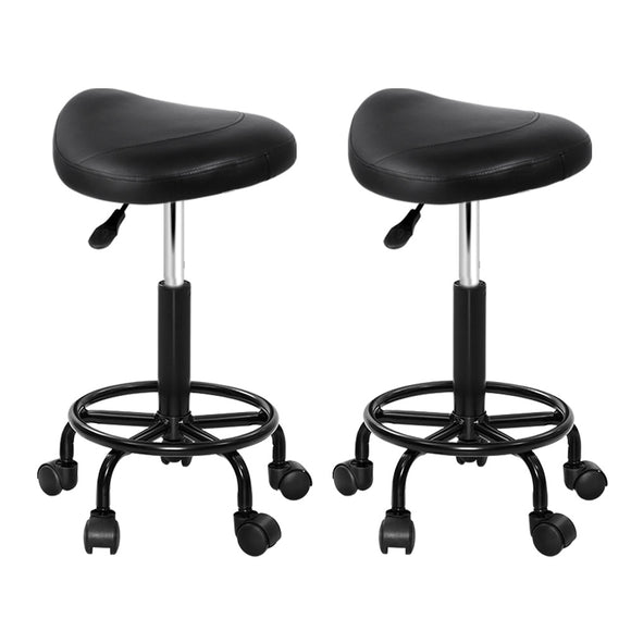 NNEDSZ 2X Saddle Salon Stool Swivel Barber Chairs Bar Stools Hydraulic Lift PU