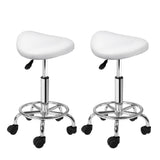 NNEDSZ 2X Saddle Salon Stool Swivel Barber Hair Dress Chair Hydraulic Lift White