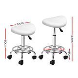 NNEDSZ 2X Saddle Salon Stool Swivel Barber Hair Dress Chair Hydraulic Lift White