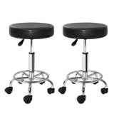 NNEDSZ 2X Salon Stool Round Swivel Barber Hair Bar Stools Hydraulic Lift Black