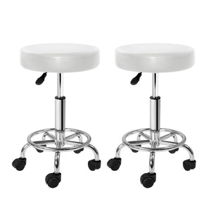 NNEDSZ 2X Salon Stool Swivel Round Barber Hair Bar Stools Hydraulic Lift White