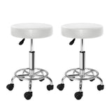 NNEDSZ 2X Salon Stool Swivel Round Barber Hair Bar Stools Hydraulic Lift White