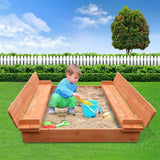 NNEDSZ Wooden Outdoor Sandpit Set - Natural Wood