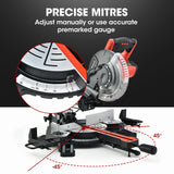 NNEMB 210mm Sliding Compound Mitre Drop Saw and Adjustable Stand Combo