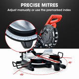 NNEMB 254mm Sliding Compound dual Mitre Drop Saw and Adjustable Stand Combo